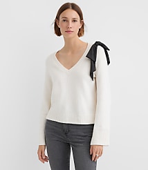 Satin Bow Wide Sleeve Sweater carousel Product Image 1