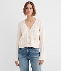 Crystal Button Cable V-Neck Cardigan carousel Product Image 3