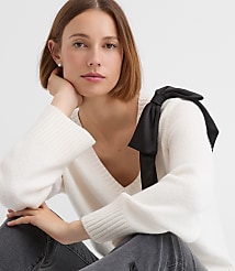 Petite Satin Bow Wide Sleeve Sweater carousel Product Image 3