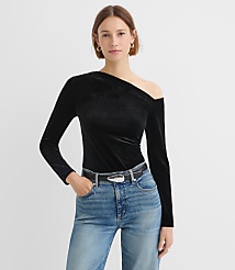 Petite Velour One Shoulder Top carousel Product Image 1