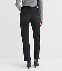 Petite Studded High Rise Straight Jeans in Washed Black carousel Product Image 3