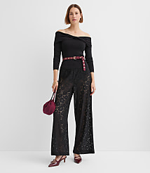 Petite Pull On Wide Leg Pants in Lace carousel Product Image 1