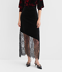 Tall Chantilly Lace Velvet Bias Midi Skirt carousel Product Image 2