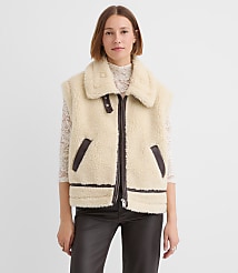 Crackle Faux Suede & Faux Shearling Pocket Vest carousel Product Image 1