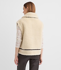 Crackle Faux Suede & Faux Shearling Pocket Vest carousel Product Image 3