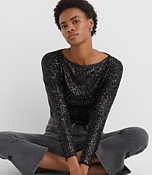 Petite Sequin Long Sleeve Tee carousel Product Image 2