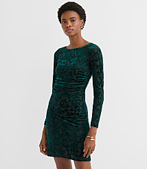 Petite Mosaic Velvet Ruched Mini Dress carousel Product Image 1