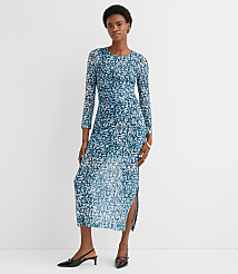Tall Geo Mesh Ruched Midi Dress carousel Product Image 1