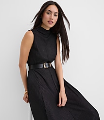 Foil Ribbed Mock Neck Maxi Dress carousel Product Image 1