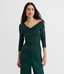Petite Ruched Off The Shoulder Top carousel Product Image 1