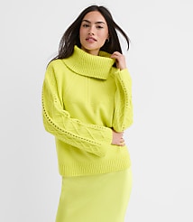 Pointelle Turtleneck Cable Sweater carousel Product Image 1