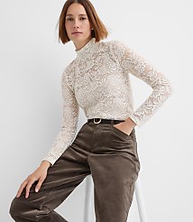 Lace Long Sleeve Turtleneck Top carousel Product Image 1