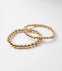 Pave Beaded Stretch Bracelet Set carousel Product Image 1