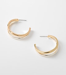 Mixed Metal Double Hoop Earrings carousel Product Image 1