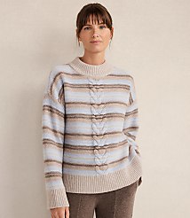 Haven Well Within Wool Blend Cable Stripe Crewneck Sweater carousel Product Image 1