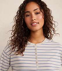 Haven Well Within Organic Cotton Jersey Stripe Henley carousel Product Image 3