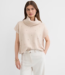 Sparkle Embellished Turtleneck Poncho Sweater carousel Product Image 2
