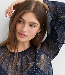 Celestial Shimmer Ruffle Peplum Blouse carousel Product Image 4