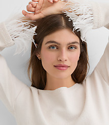 Feathered Cuff Boatneck Sweater carousel Product Image 1
