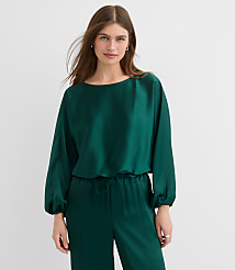Satin Bubble Hem Blouse carousel Product Image 1