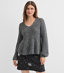 Shimmer Ribbed Peplum Sweater carousel Product Image 1