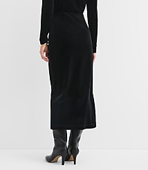 Petite Velvet Ruched Button Midi Skirt carousel Product Image 3