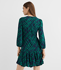 Petite Plaid Keyhole Godet Flare Dress carousel Product Image 2