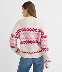 Petite Fuzzy Fair Isle Oversized Sweater carousel Product Image 3