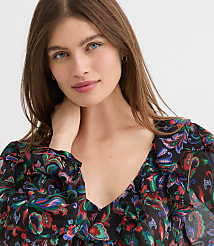 Petite Floral Ruffle Tie Cuff Blouse carousel Product Image 3