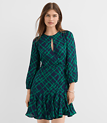 Petite Plaid Keyhole Godet Flare Dress carousel Product Image 3