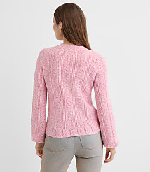Petite Marled Pointelle Blouson Sweater carousel Product Image 2