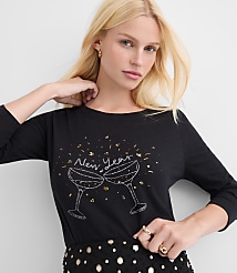 Sequin New Year Long Sleeve Everyday Tee carousel Product Image 1