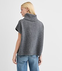 Sparkle Embellished Turtleneck Poncho Sweater carousel Product Image 2