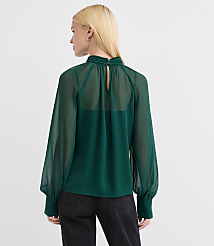 Pleated Mock Neck Blouse carousel Product Image 3