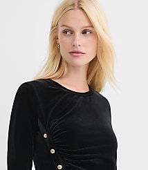 Velvet Ruched Button Top carousel Product Image 3