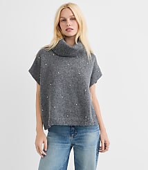 Sparkle Embellished Turtleneck Poncho Sweater carousel Product Image 3