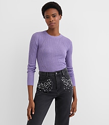 Shimmer Mixed Ribbed Sweater carousel Product Image 1