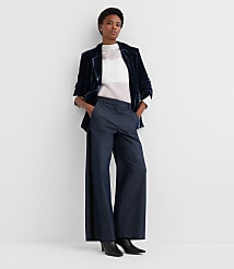 Velvet Tuxedo Stripe Clean Wide Leg Pants in Refined Denim carousel Product Image 2