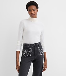 Heathered Jersey Turtleneck Top carousel Product Image 1