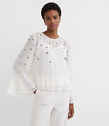 Sequin Ruffle Peplum Blouse carousel Product Image 2