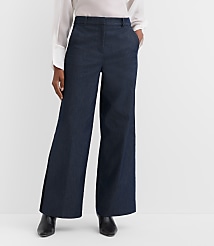 Velvet Tuxedo Stripe Clean Wide Leg Pants in Refined Denim carousel Product Image 4
