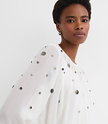 Sequin Ruffle Peplum Blouse carousel Product Image 1
