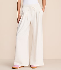 Lou & Grey Heathered Cozy Cotton Pleated Wide Leg Pants carousel Product Image 2