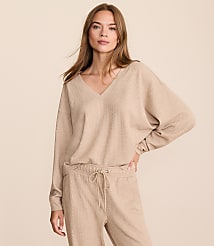 Lou & Grey Heathered Upstate Waffle V-Neck Top carousel Product Image 1