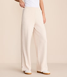 Lou & Grey Heathered Scubasoft Side Slit Straight Leg Pants carousel Product Image 2
