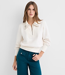 Petite Sparkle Collared Half Zip Sweatshirt carousel Product Image 1