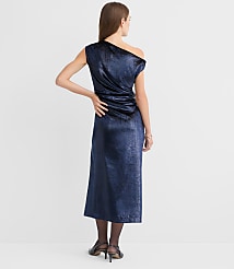 Velvet Ruched Off The Shoulder Midi Dress carousel Product Image 2
