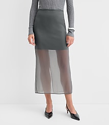 Sheer Overlay Midi Skirt carousel Product Image 2