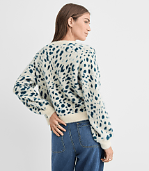 Spotted Ribtrim Relaxed V-Neck Sweater carousel Product Image 2
