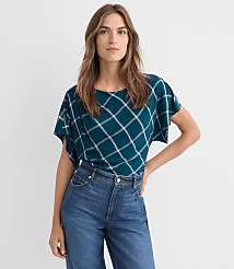Plaid Pleated Wedge Top carousel Product Image 1